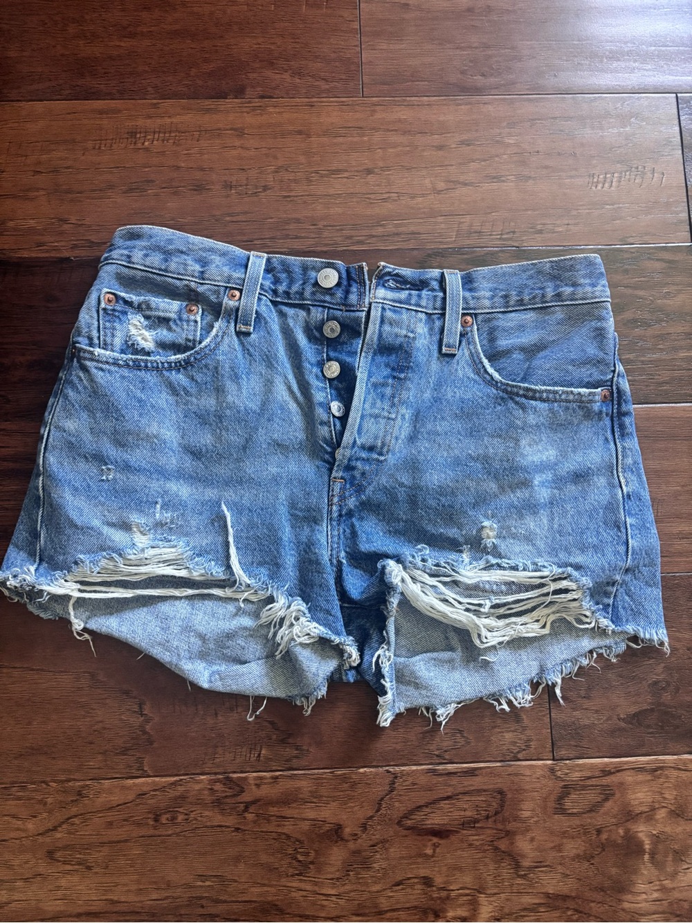Levi's Blue Distressed Jean Shorts